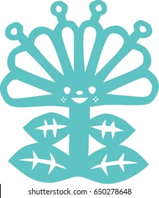 Paper-cut style - Peacock shape flower