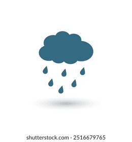 papercut style raindrop and cloud background with shadow effect vector