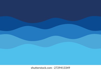 Papel estilo mar onda padrão fundo com camadas de curvas azuis. Design moderno abstrato ideal para cabeçalhos de site, apresentações, banners, marcas e layouts digitais.