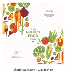 Papercut style vegetables design template. Organic vegetables. Vector illustration