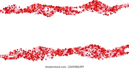 Papercut sweet heart shapes confetti background design. Valentine's Day decor. Postcard backdrop. Little heart relationship signs on white.