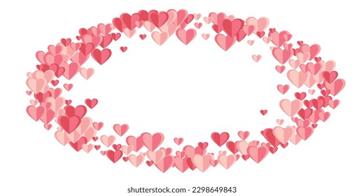 Papercut sweet heart shapes explosion vector background. Valentine's Day decor. Gift card background. Colorful heart love signs scatter.