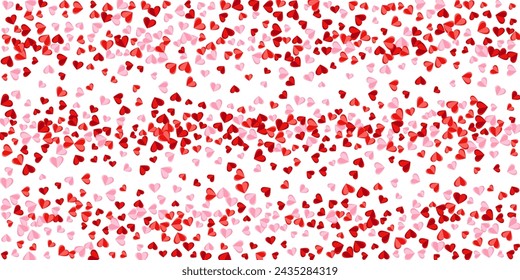 Papercut sweet heart symbols confetti background design. Valentines Day sale decor. Gift card background. Falling heart amour signs on white.