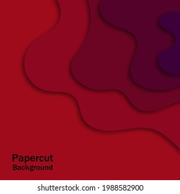 Papercut. Vector background. Abstract red shapes with shadow