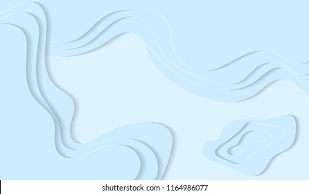 Papercut vector background with blue pastel color