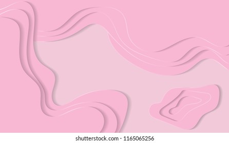 Papercut vector background with pink pastel color