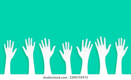 papercut volunteer group raising hand for social welfare vector