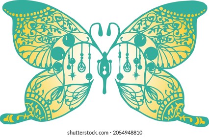 Paper-cutting illustration of butterflies with patterns