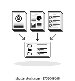 Paperless Concept Icon In Flat Style. Paper To Digital Symbol For Your Web Site Design, Logo, App, UI Vector EPS 10.	