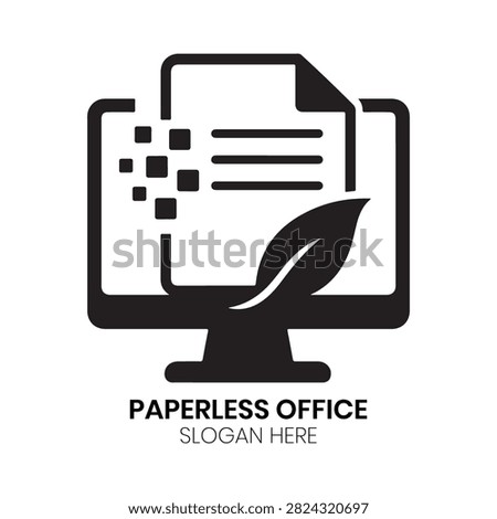 Paperless Office logo features a digital document interface integrated with organic leaf motifs to highlight sustainable, paperless business practices. This smart, eco-conscious design is ideal for green technology firms, environmental consultancies, digital workflow providers, or modern corporate offices aiming for a sustainable digital identity.