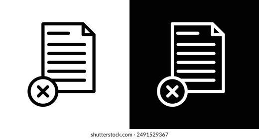 Icono de contorno sin papel en colores blanco y negro