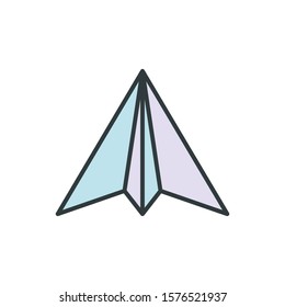 Paperplane icon design template, flat design illustration on white background