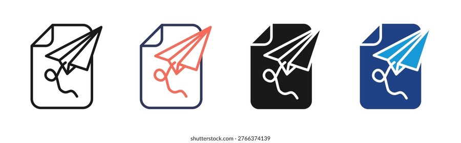 Paperplane icon set multiple style collection