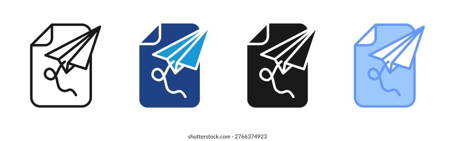 Paperplane icon set multiple style collection
