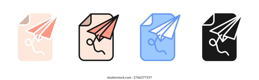 Paperplane icon set multiple style collection