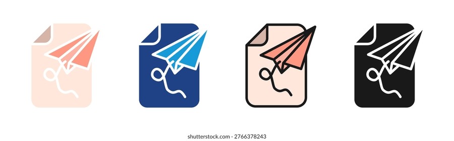 Paperplane icon set multiple style collection