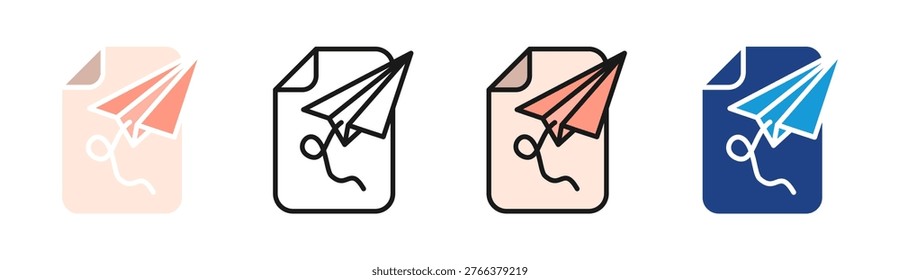 Paperplane icon set multiple style collection
