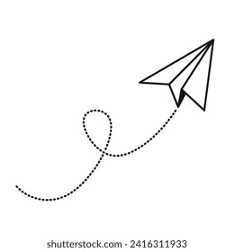 Plano de papel con línea de guion larga aislado en blanco