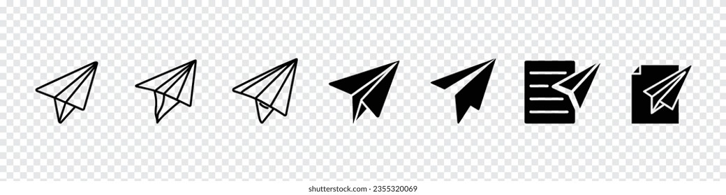 Paperplane vector icon, Set of airplane paper Related Vector Line Icons. Hand drawn Paper airplane icon. Paper airplane sketch icon, Paper airplane vector sketch icons