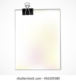 papers with binder clip / vector illustration