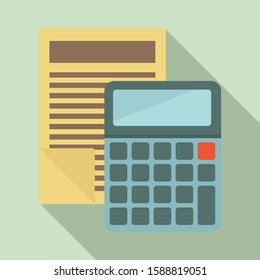 Papers calculator icon. Flat illustration of papers calculator vector icon for web design