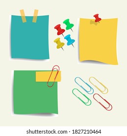 Papers with clips and pins paper vector Illustration