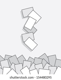 Papers falling into large pile 