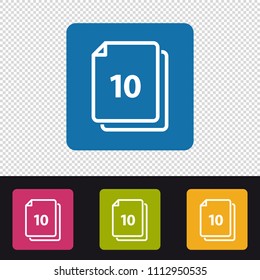 Papers Icon 10 Sheets - Colorful Vector Illustration - Isolated On Transparent Background