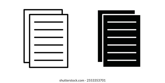 papers icons in black filled and outlined style