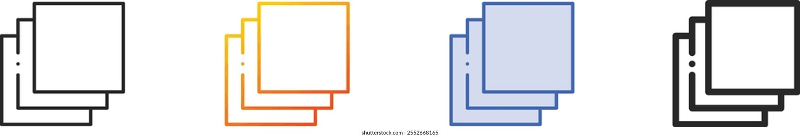 papers icon.Thin Linear, Gradient, Blue Stroke and bold Style Design Isolated On White Background