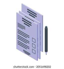 Papers lab test icon isometric vector. Science analysis result. Pcr data paper