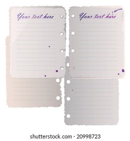 papers with lines from notebook