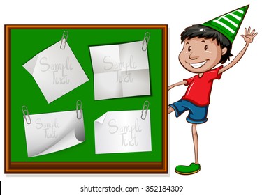 Papers on board with writing space illustration