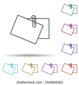 Papers on a paper clip multi color icon. Simple thin line, outline vector of education icons for ui and ux, website or mobile application