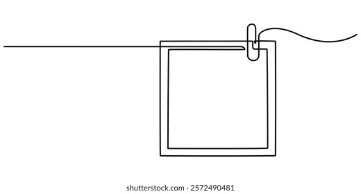 papers with paper clip continuous one line drawing, Paper note with clip in flat style. Note paper pieces vector illustration on isolated background. Sheets of note papers sign business concept, blank