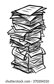 papers pile / cartoon vector and illustration, black and white, hand drawn, sketch style, isolated on white background.