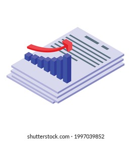 Papers result money icon. Isometric of Papers result money vector icon for web design isolated on white background