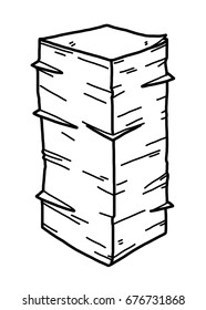 papers stack / cartoon vector and illustration, black and white, hand drawn, sketch style, isolated on white background.