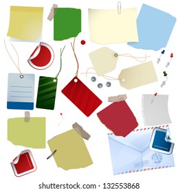 Papers, stickers, labels and tags. Vector design elements set.