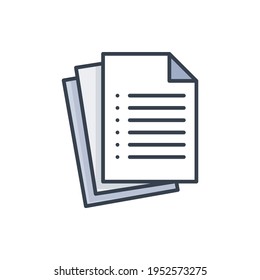Papers vector Filled outline icon style illustration. EPS 10 file