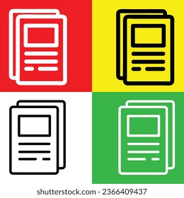 Papers Vector Icon, Outline-Stil Symbol, aus der Sammlung von Werbesymbolen einzeln auf rotem, gelbem, grünem und weißem Hintergrund.