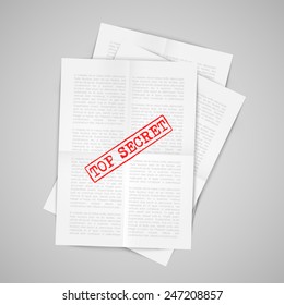 Papers with warning sign, vector