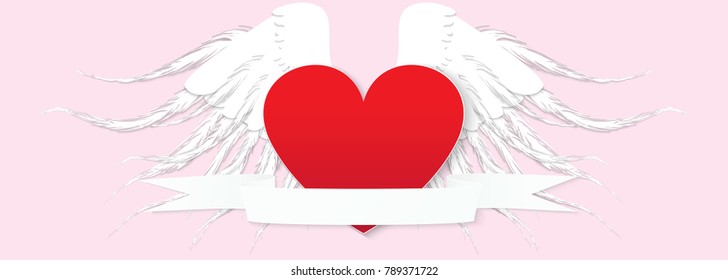 Paperstyled Valentine's day background. Vector Illustration