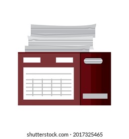 paperwork in cardboard box isolated icon