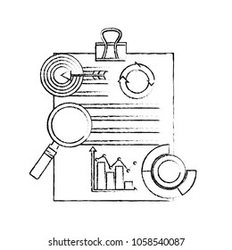 paperwork with clip diagram flowchart target analysis business