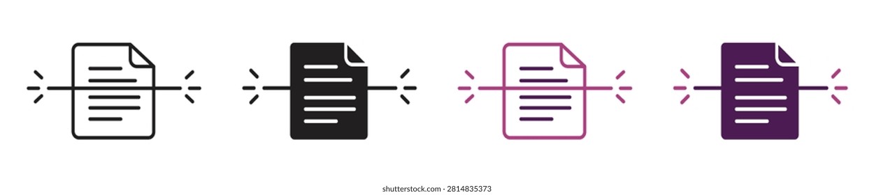 Paperwork digitization icon set. Document scanning process icon , vector illustration.