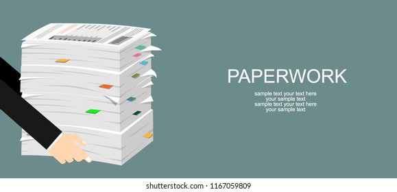 Paperwork. Flat background with paper. Office and emailing. Daily routine.