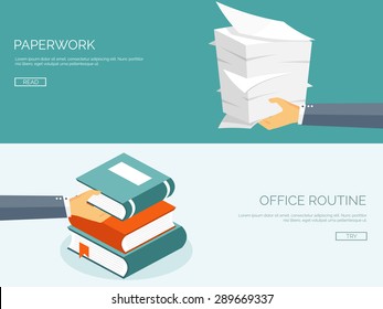 Paperwork. Flat background with paper. Office and emailing. Books and knowledge.Daily routine.