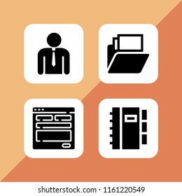 paperwork icon. 4 paperwork set with admin, design, document and files and folders vector icons for web and mobile app