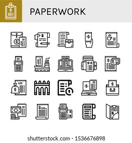 paperwork icon set. Collection of Bill, Invoice, Receipt, Aguas livres icons